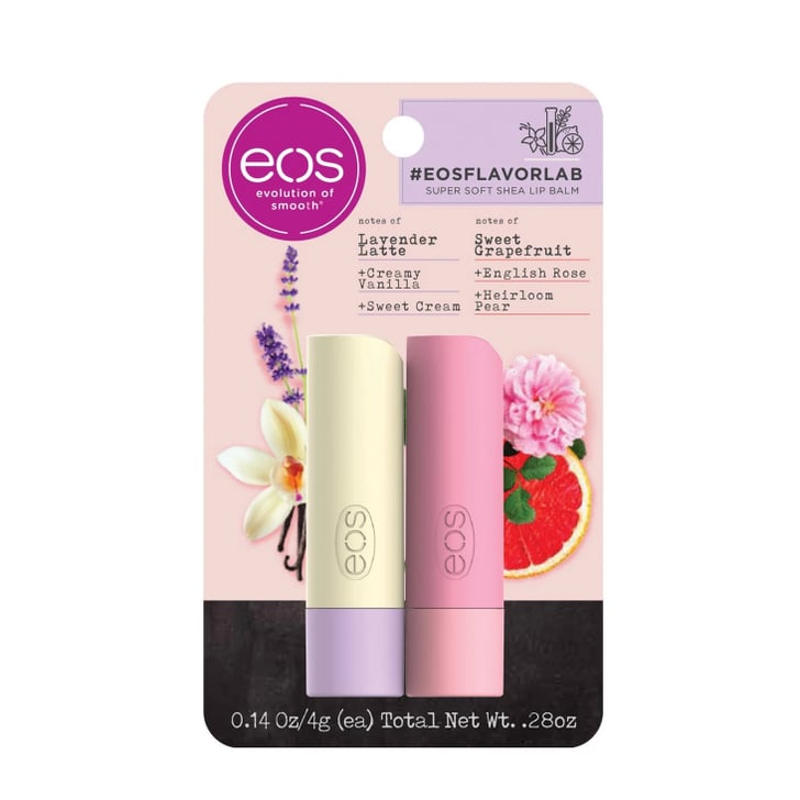 Eos Flavor Lab Lip Balm Sticks in Lavender Vanilla Latte and Grapefruit Rose Eos Flavor Lab