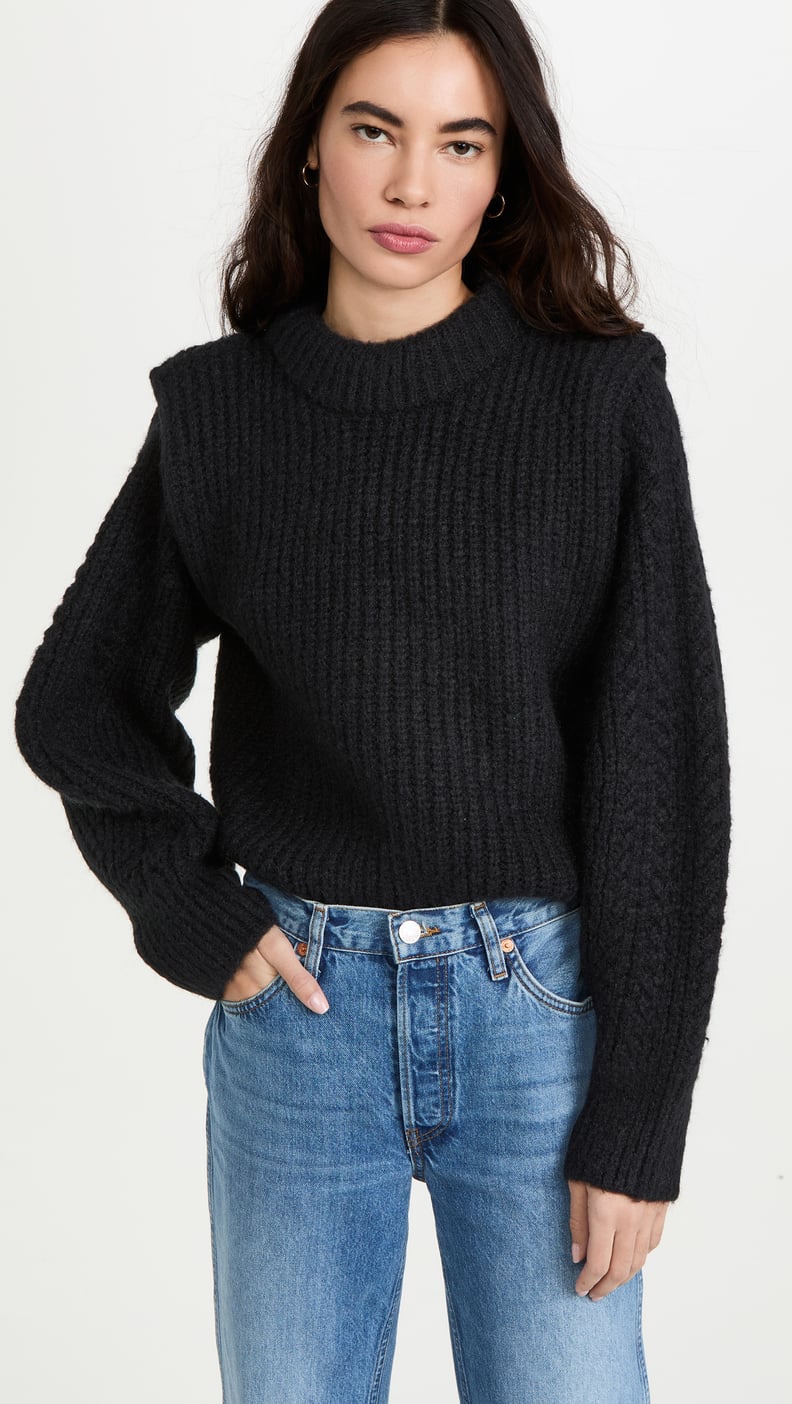 A Cozy Sweater: En Saison Sweater with Padded Shoulder Detail