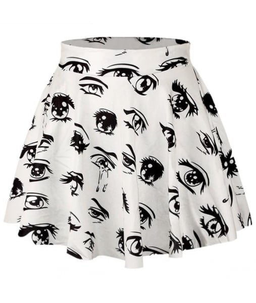 Anime Eye-Print Miniskirt
