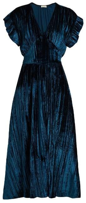 Masscob Deep V-neck Velvet Midi Dress