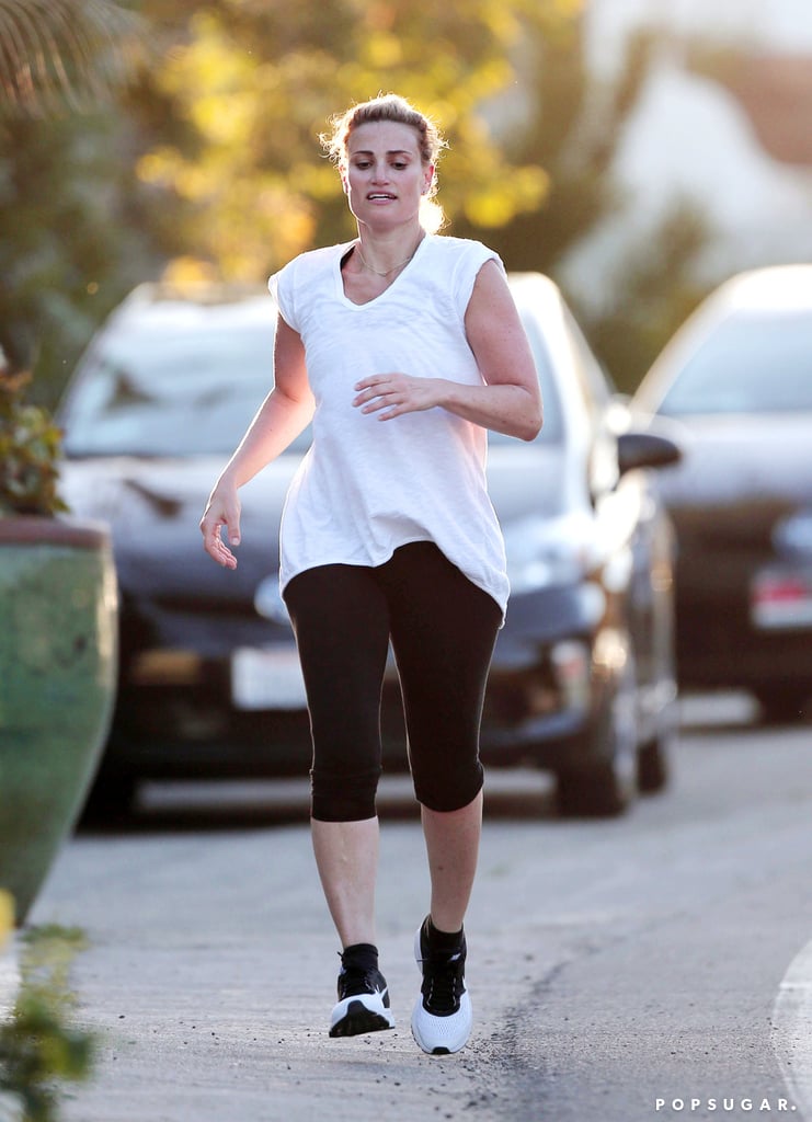 Idina Menzel went for a run in LA on Saturday.