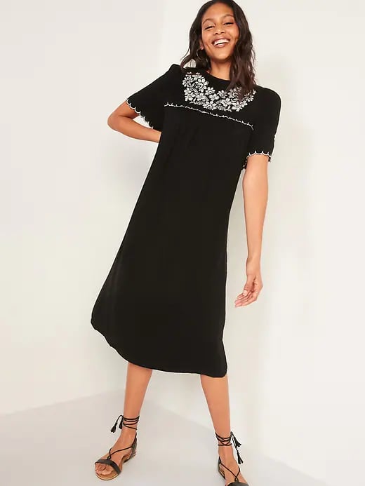 Old Navy Embroidered Midi Swing Dress