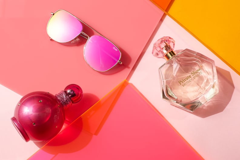 Pop-music-inspired perfumes + mirrored pink sunnies for the pop fan