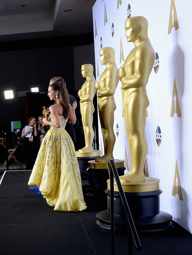 Alicia Vikander Turning Into a Golden Girl in the Press Room