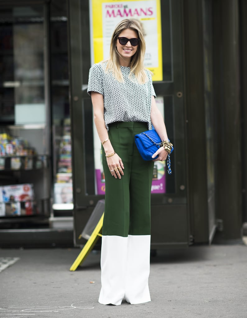 Colorblock trousers in super contrasting shades are guaranteed to catch the eye.
Source: Le 21ème | Adam Katz Sinding