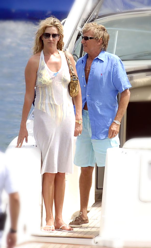 Penny Lancaster and Rod Stewart followed their June 2007 wedding in Portofino, Italy, with a honeymoon off the coast.