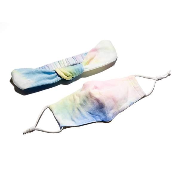 Lele Sadoughi Tie-Dye Face Mask and Headband Bundle