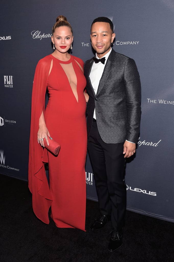 Chrissy selected a Michael Kors cutout gown for a pre-Oscars party with John Legend. She completed the look with Bavna earrings; Le Vian, Graziela Gems, and Effy Jewelry rings; and a Rodo clutch.