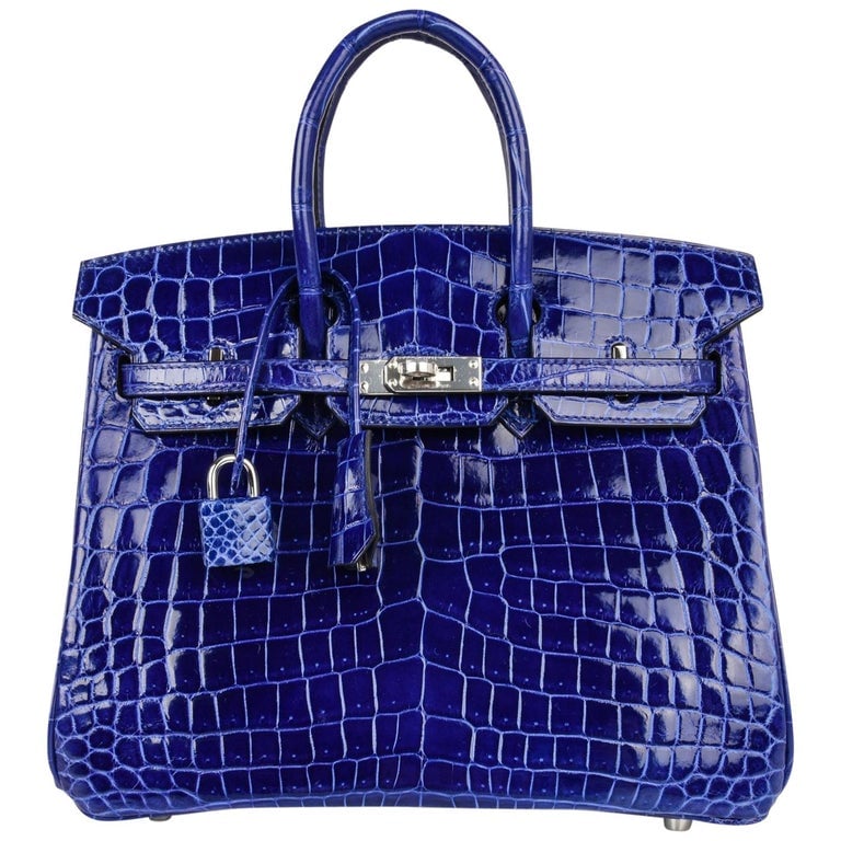 Hermes Birkin 25 Bag Blue Electric Crocodile Vivid Jewel Palladium Hardware Bag