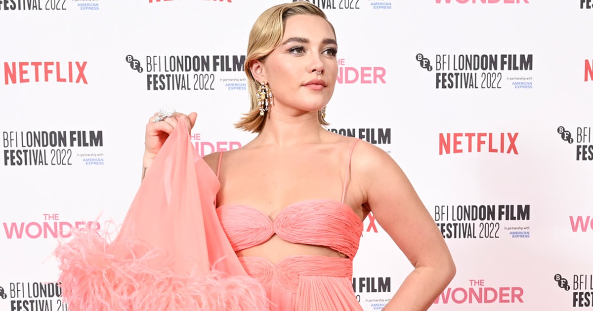 Florence Pugh Takes Flight in a Feathery, Cutout Gown on