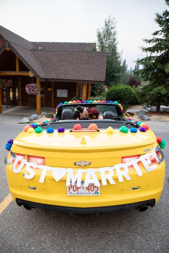 Just Married Car Kiss