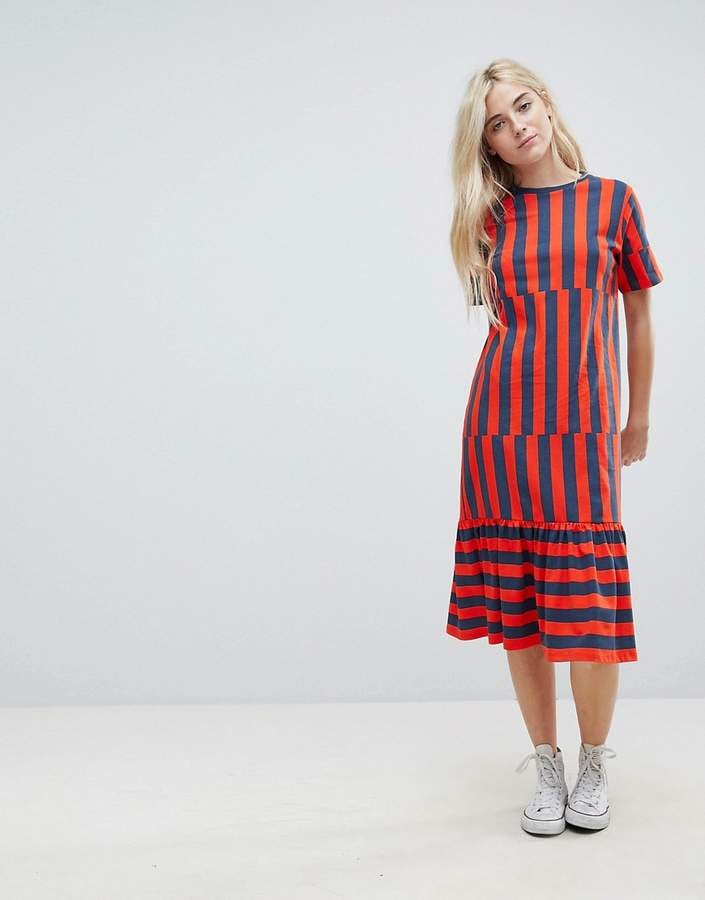 ASOS Midi Block Stripe T-Shirt Dress