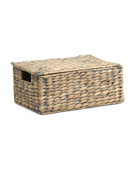 Natural Lidded Storage Basket