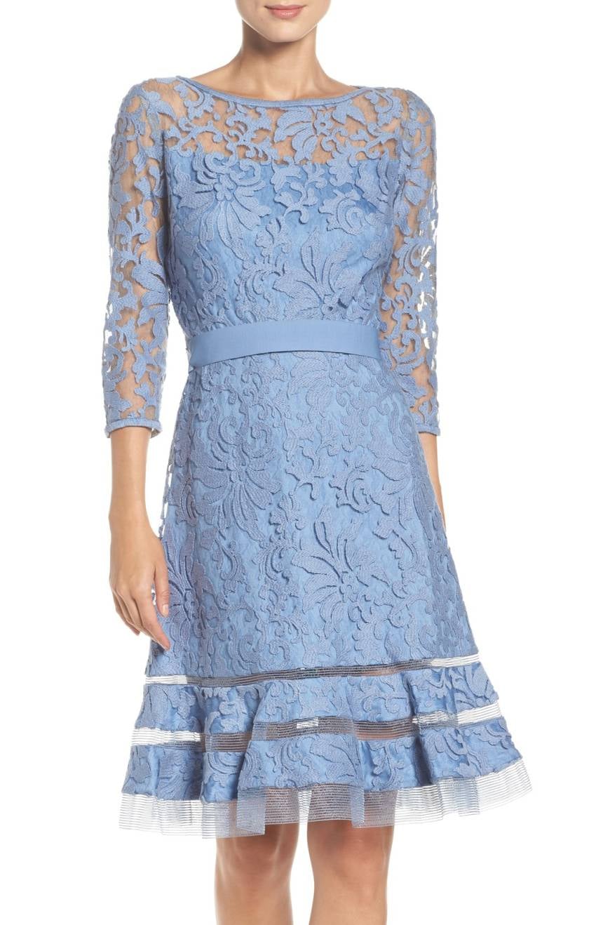 knee length dresses for ladies Temperley London L/S Lace Dress Blue 8  Elite Preloved