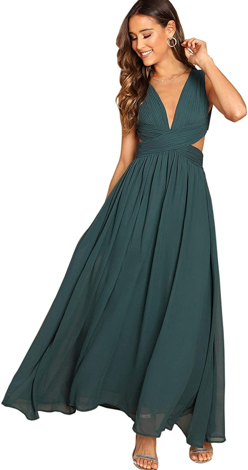 Floerns V Neck Chiffon Formal Dress