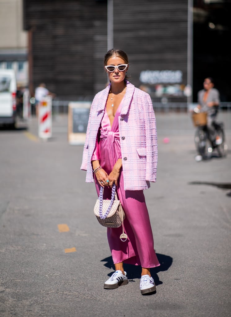 Make a Sexy Dress Work For Day With Trainers and a Blazer