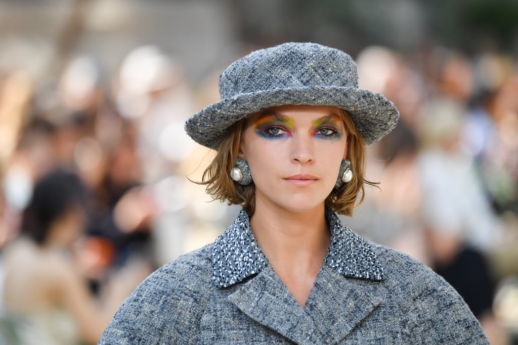 Every look was topped with a boater hat