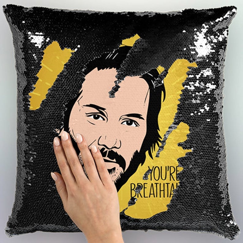keanu reeves sequin pillow