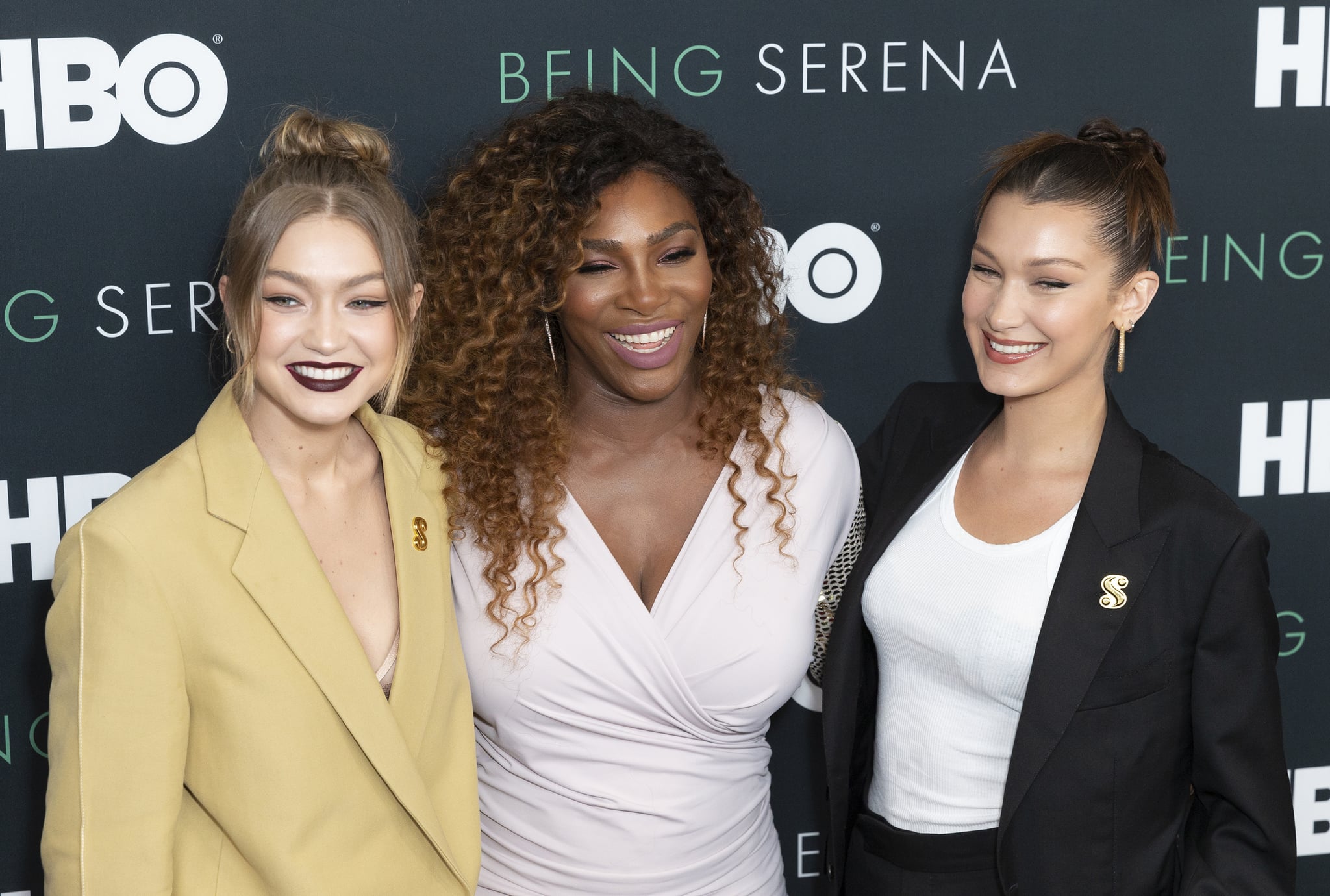 TIME WARNER CENTER, NEW YORK, UNITED STATES - 2018/04/25: Gigi Hadid, Serena Williams and Bella Hadid attend premiere HBO documentary Being Serena at Time Warner Center. (Photo by Lev Radin/Pacific Press/LightRocket via Getty Images)