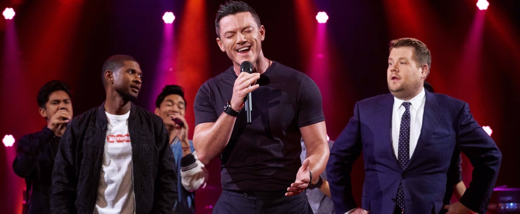 Luke Evans, Usher, and James Corden Riff-Off Video