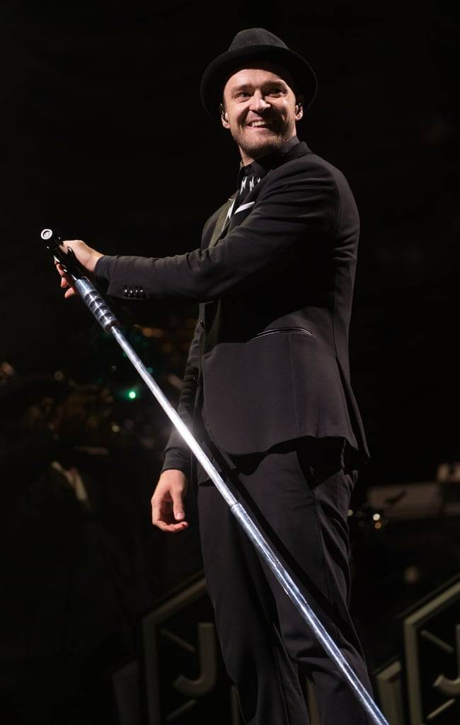 On Saturday, Justin Timberlake smiled at the audience during his performance at the V Festival in Chelmsford, England.