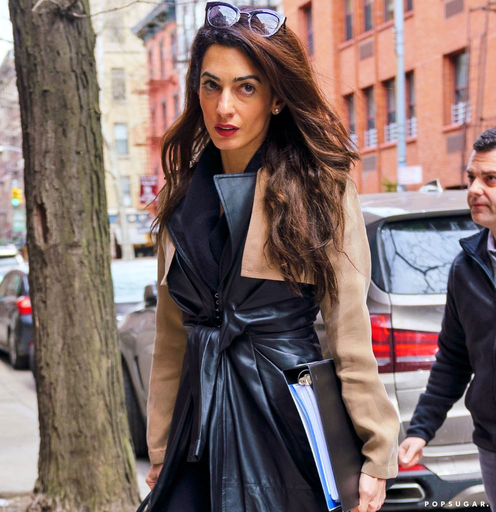Amal Clooney Alexander Wang Leather Trench Coat