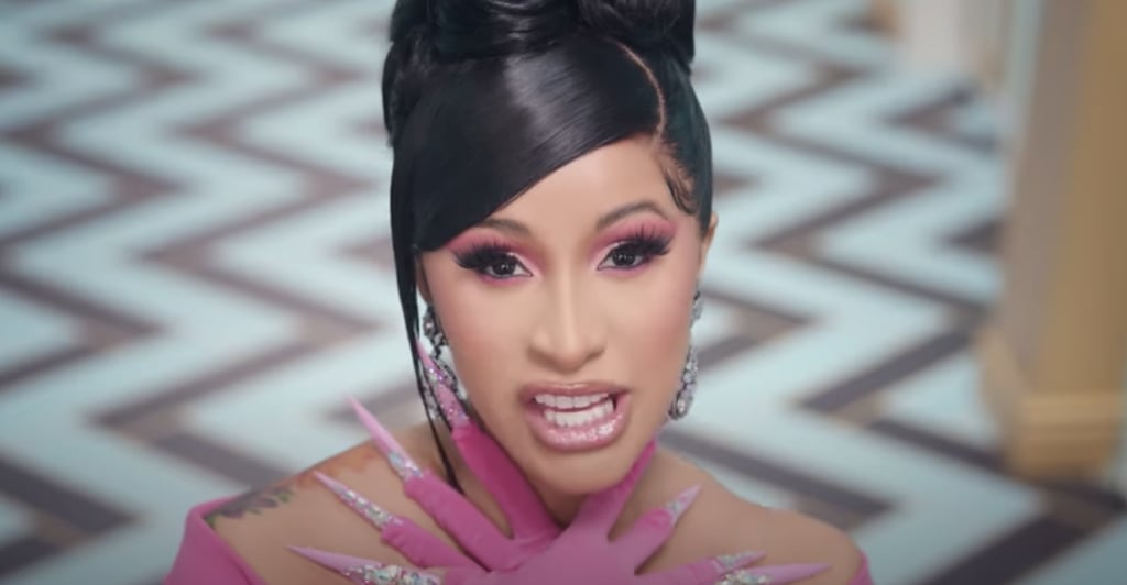 Cardi B's Baby Pink Eyeshadow and Embellished Nails