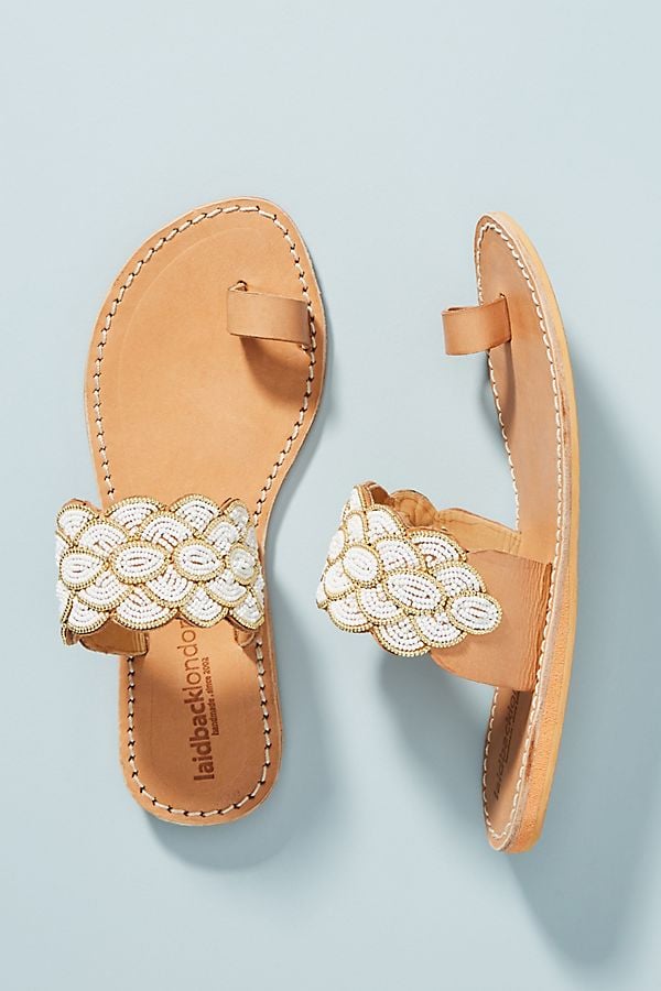 Laidback London Beaded Strap Slide Sandals