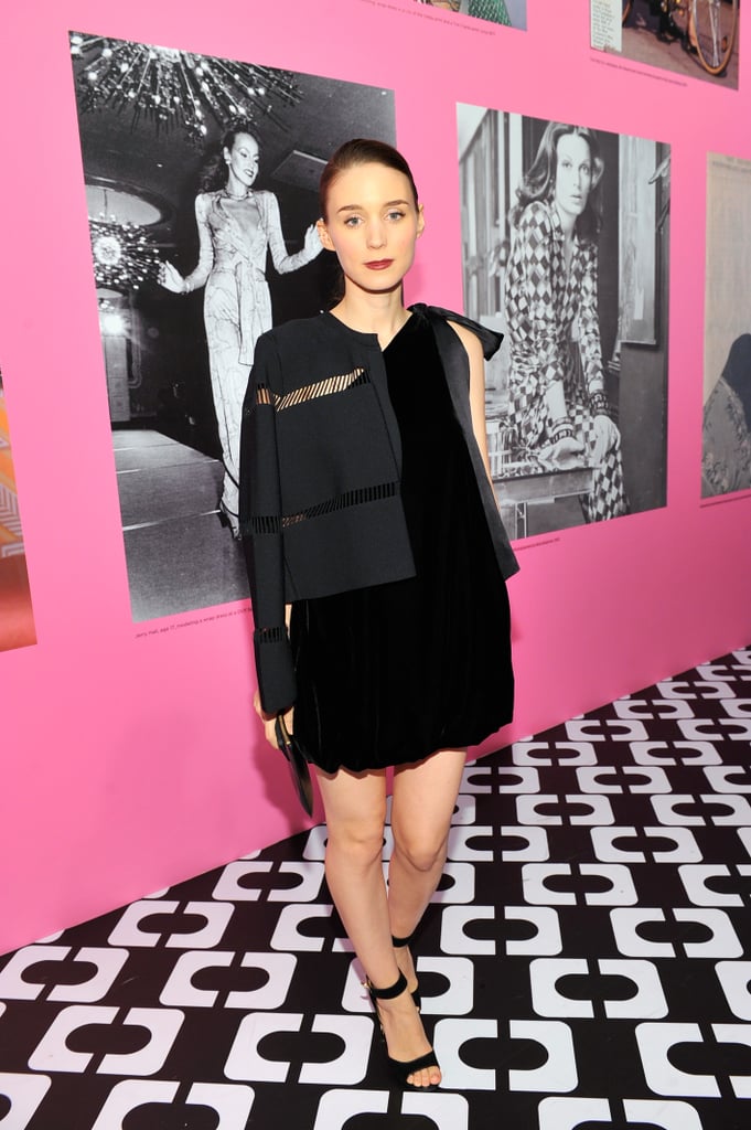 It was still all black for the oft-monochromatic Rooney Mara, who topped a DVF dress with a modern jacket.