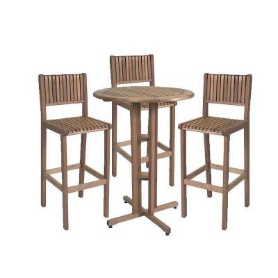 International Home Miami Ibiza 4pc Patio Eucalyptus Wood Bar Dining Set