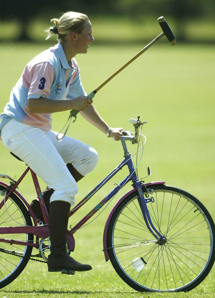 Zara played polo against jockeys in a charity match in 2003.