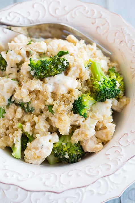 Creamy Broccoli and Chicken Quinoa Casserole