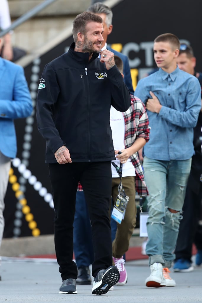 David Beckham With Romeo and Cruz at the 2018 Invictus Games