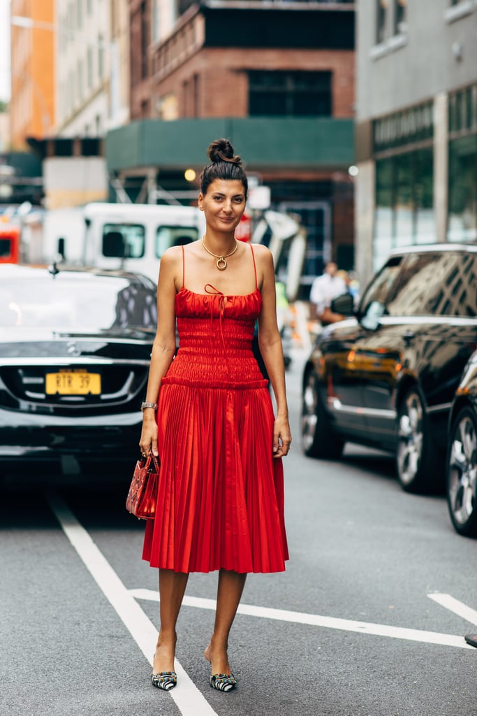 A smocked bodice and pleated skirt is the recipe for a totally romantic look, no matter how you style it.