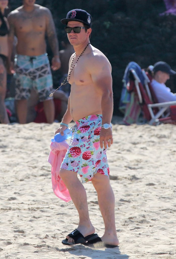 Mark Wahlberg With a Farmer's Tan on the Beach December 2015