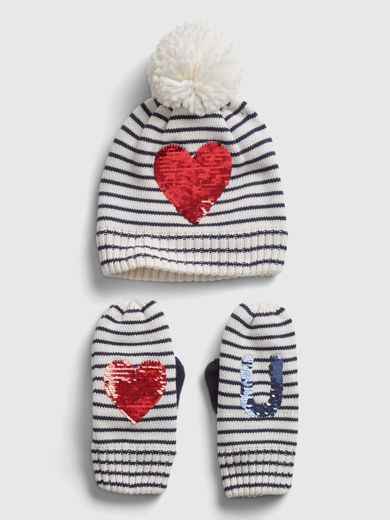 Gap Kids Heart Graphic Hat and Mitten Set