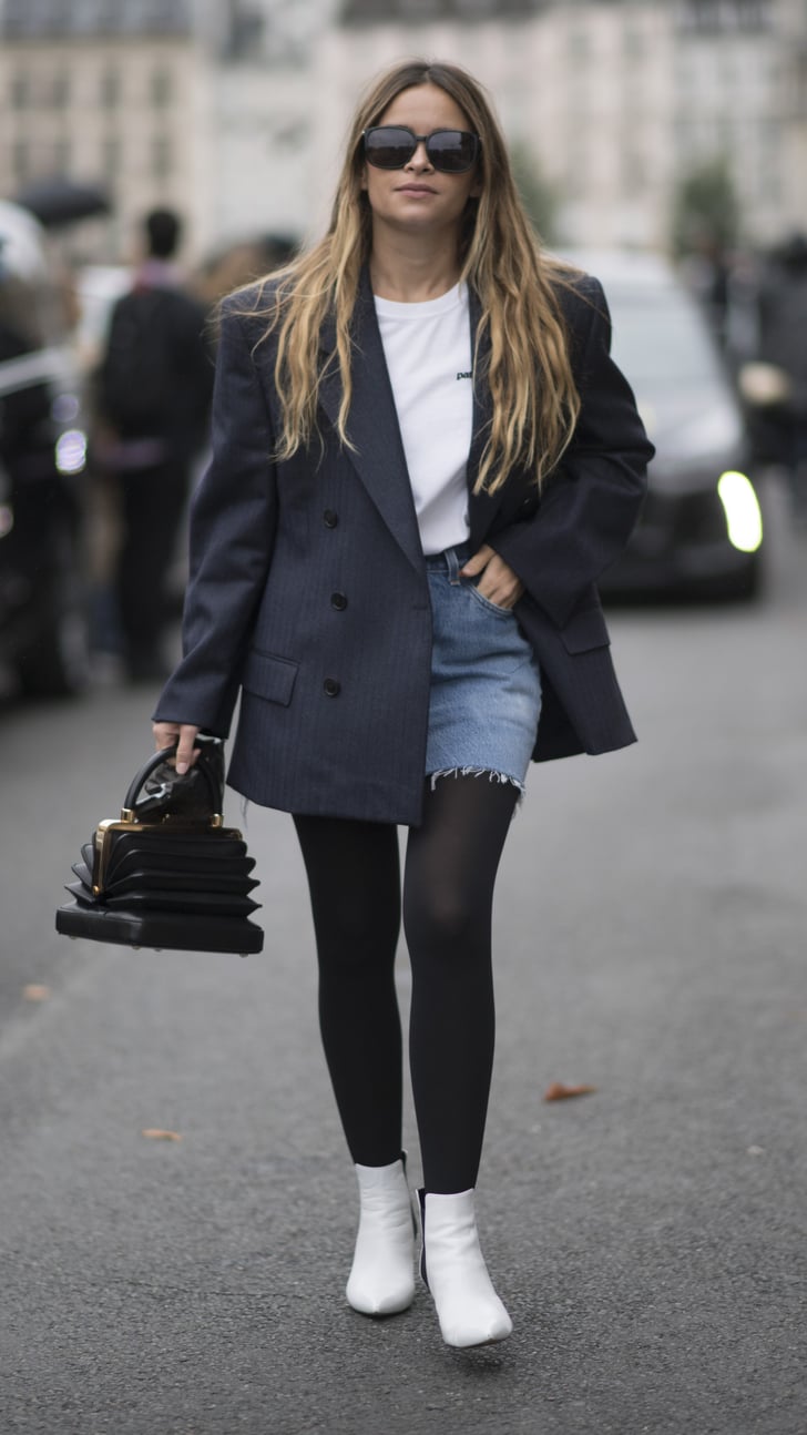 Wear Thick Black Tights With Your Distressed Denim Skirt, 100 Outfits  You'll Be So Excited to Try in 2018, You May Just Start Now