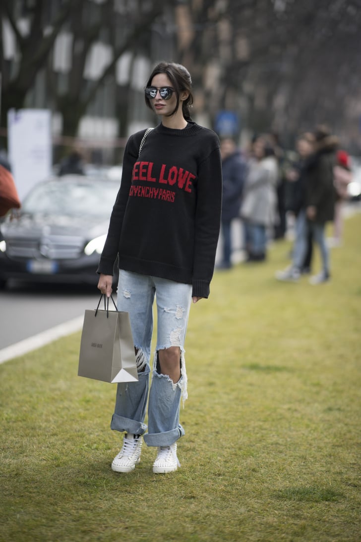 With Cuffed Mom Jeans How to Wear High Top Sneakers POPSUGAR