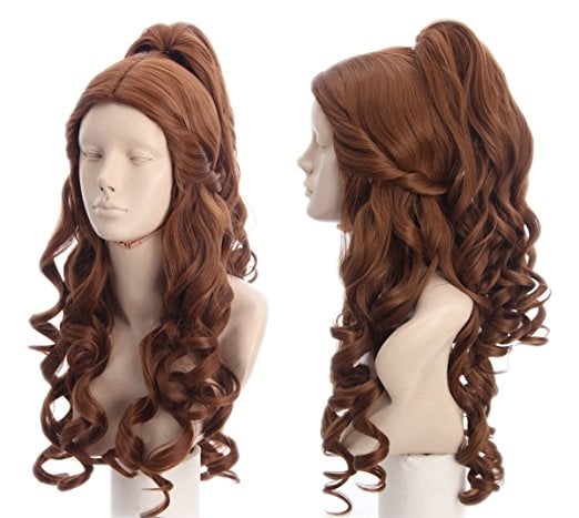 Curly Brown Halloween Cosplay Wig With Ponytail