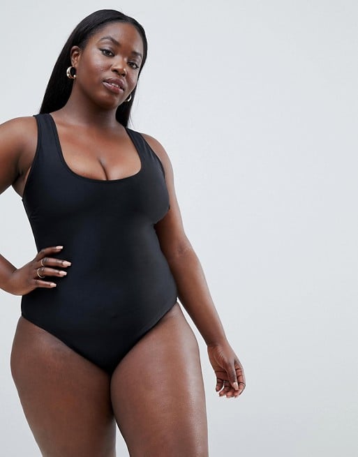 Wolf & Whistle Curve Exclusive Scoop Neck Swimsuit in Black