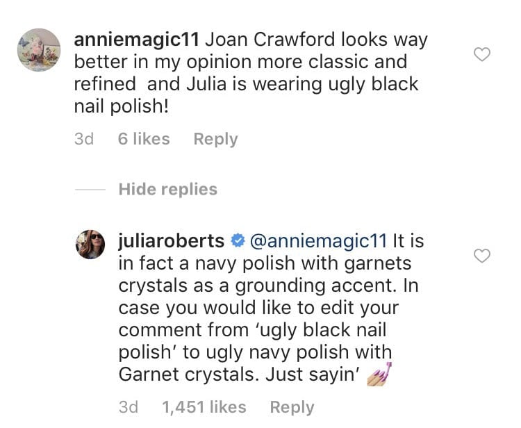 Julia Roberts's Clapback About Her Manicure