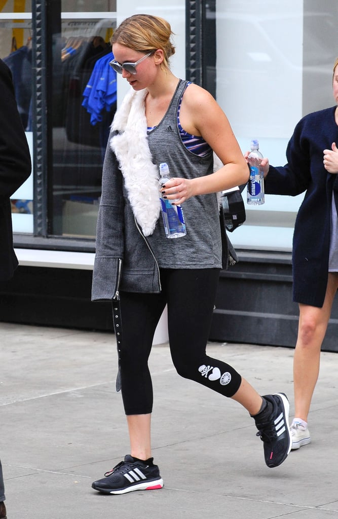 Jennifer Lawrence worked up a sweat at SoulCycle in NYC on Sunday.