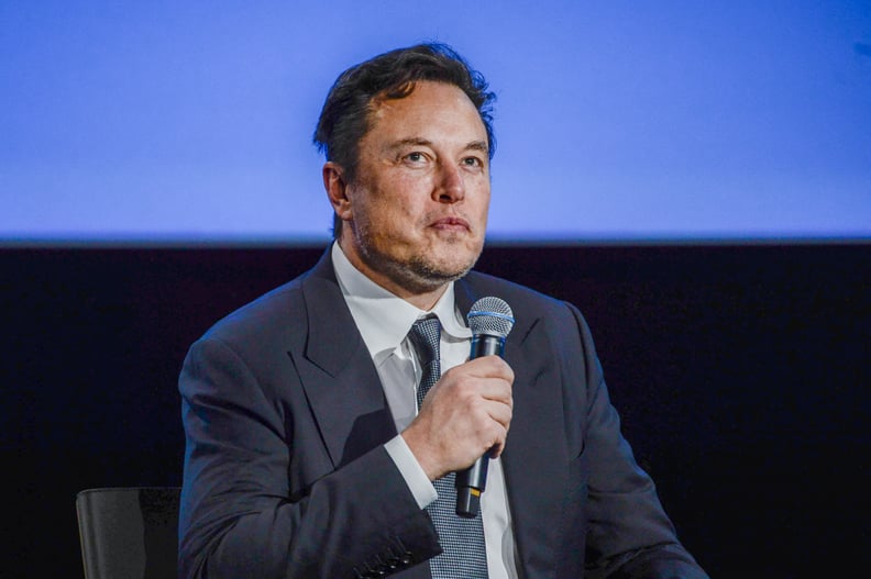 Tesla CEO Elon Musk looks up as he addresses guests at the Offshore Northern Seas 2022 (ONS) meeting in Stavanger, Norway on August 29, 2022. - The meeting, held in Stavanger from August 29 to September 1, 2022, presents the latest developments in Norway 