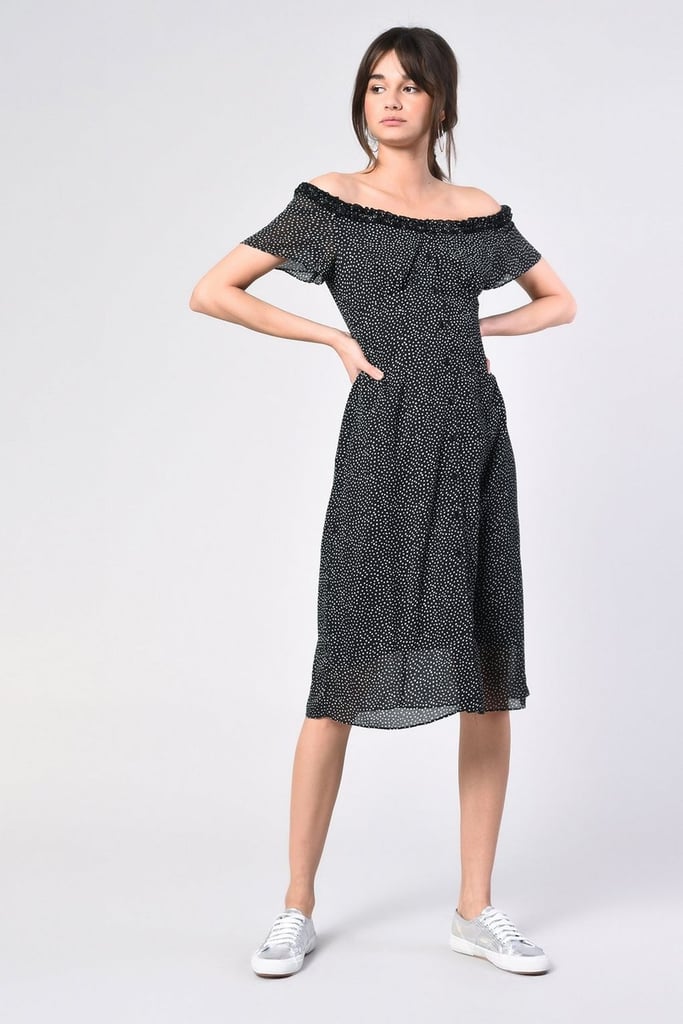 Spot Bardot Midi Dress by Glamorous