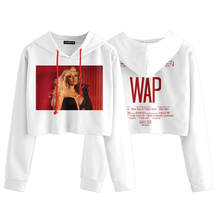 Cardi B WAP Movie Crop Hoodie White Cardi B Released Official