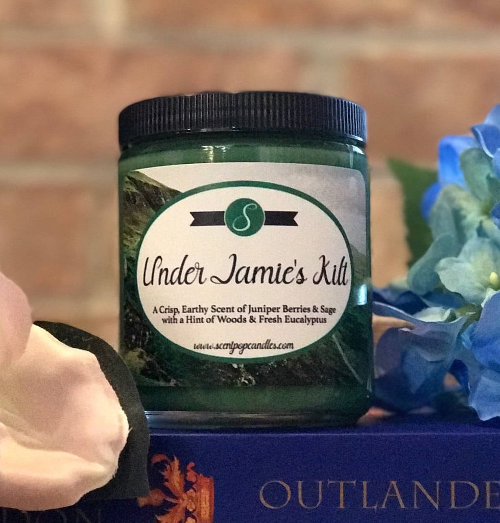 Under Jamie's Kilt candle ($16) with notes of juniper berries, sage, woods, and eucalyptus.