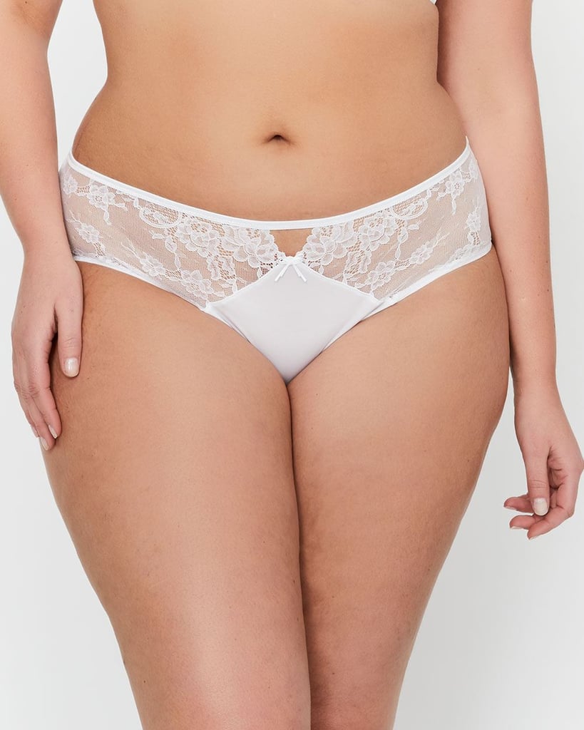 Ashley Graham High Cut Panty With Lace & Mesh in Soft Pink