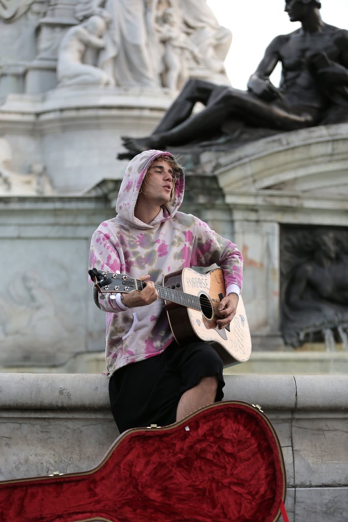 Justin Bieber Tie-Dye Sweatshirt Singing in London