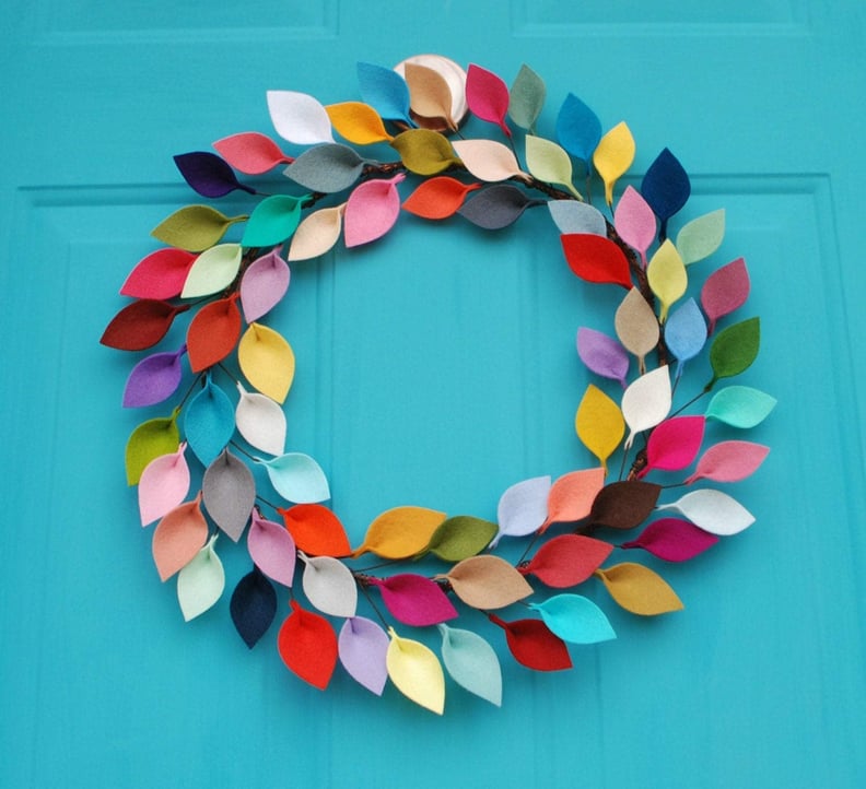 Orchid & Ivy Rainbow Colored Modern Felt Leaf Wreath