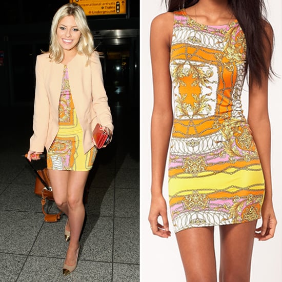 Mollie King's ASOS Yellow Bodycon Scarf Print Dress | POPSUGAR Fashion UK